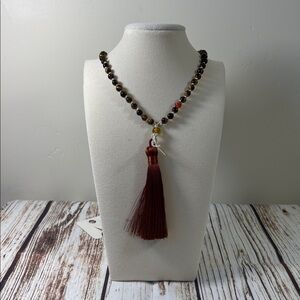Tigers Eye Gemstone Bead Handmade Beaded Mala Necklace